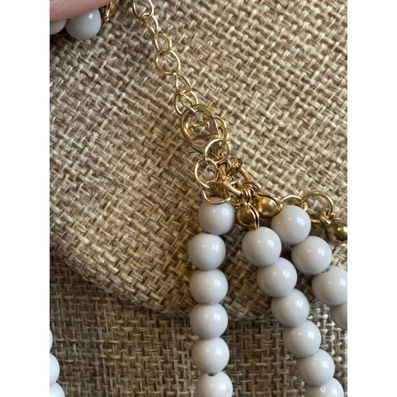 Modernist Necklace Grey 3 Strand 80s Graduated Geometric Statement Bib- - Picture 4 of 6